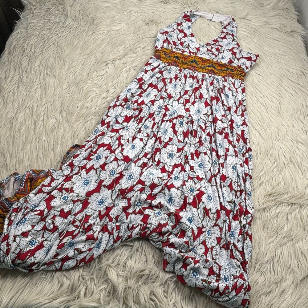 Maeve Women's S Auden Maxi Dress Red White Floral Boho Resort Jersey Stretch